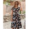 image:imageZEAGOO Womens Casual Dresses for Summer Short Sleeve Flare Midi Dress Loose Flowy Beach Sundress2601 Mixed Floral