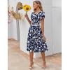 image:imageZEAGOO Womens Casual Dresses for Summer Short Sleeve Flare Midi Dress Loose Flowy Beach Sundress2601 Navy Floral