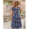 image:imageZEAGOO Womens Casual Dresses for Summer Short Sleeve Flare Midi Dress Loose Flowy Beach Sundress2601 Navy Floral