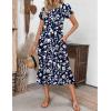 image:imageZEAGOO Womens Casual Dresses for Summer Short Sleeve Flare Midi Dress Loose Flowy Beach Sundress2601 Navy Floral