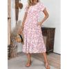 image:imageZEAGOO Womens Casual Dresses for Summer Short Sleeve Flare Midi Dress Loose Flowy Beach Sundress2601 Pink Floral
