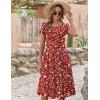 image:imageZEAGOO Womens Casual Dresses for Summer Short Sleeve Flare Midi Dress Loose Flowy Beach Sundress2601 Red Floral