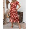 image:imageZEAGOO Womens Casual Dresses for Summer Short Sleeve Flare Midi Dress Loose Flowy Beach Sundress2601 Red Floral