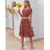 image:imageZEAGOO Womens Casual Dresses for Summer Short Sleeve Flare Midi Dress Loose Flowy Beach Sundress2601 Red Floral