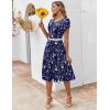 image:imageZEAGOO Womens Casual Dresses for Summer Short Sleeve Flare Midi Dress Loose Flowy Beach SundressBnavy Floral 02
