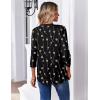 image:imageZeagoo 34 Length Sleeve Womens Tops Casual V Neck Pleated Top Boho Floral Blouses Work ShirtsBlack Khaki Dots