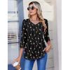 image:imageZeagoo 34 Length Sleeve Womens Tops Casual V Neck Pleated Top Boho Floral Blouses Work ShirtsBlack Khaki Dots