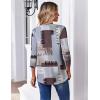 image:imageZeagoo 34 Length Sleeve Womens Tops Casual V Neck Pleated Top Boho Floral Blouses Work ShirtsBlue Brown 609