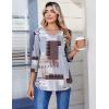image:imageZeagoo 34 Length Sleeve Womens Tops Casual V Neck Pleated Top Boho Floral Blouses Work ShirtsBlue Brown 609