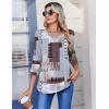 image:imageZeagoo 34 Length Sleeve Womens Tops Casual V Neck Pleated Top Boho Floral Blouses Work ShirtsBlue Brown 609