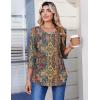 image:imageZeagoo 34 Length Sleeve Womens Tops Casual V Neck Pleated Top Boho Floral Blouses Work ShirtsBoho Mz721