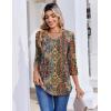 image:imageZeagoo 34 Length Sleeve Womens Tops Casual V Neck Pleated Top Boho Floral Blouses Work ShirtsBoho Mz721