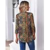 image:imageZeagoo 34 Length Sleeve Womens Tops Casual V Neck Pleated Top Boho Floral Blouses Work ShirtsBoho Mz721