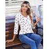 image:imageZeagoo 34 Length Sleeve Womens Tops Casual V Neck Pleated Top Boho Floral Blouses Work ShirtsFeather White 170