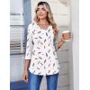 image:imageZeagoo 34 Length Sleeve Womens Tops Casual V Neck Pleated Top Boho Floral Blouses Work ShirtsFeather White 170