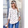image:imageZeagoo 34 Length Sleeve Womens Tops Casual V Neck Pleated Top Boho Floral Blouses Work ShirtsFeather White 170