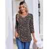 image:imageZeagoo 34 Length Sleeve Womens Tops Casual V Neck Pleated Top Boho Floral Blouses Work ShirtsFloral Black