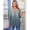 image:imageZeagoo 34 Length Sleeve Womens Tops Casual V Neck Pleated Top Boho Floral Blouses Work ShirtsFloral Grey Green