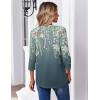 image:imageZeagoo 34 Length Sleeve Womens Tops Casual V Neck Pleated Top Boho Floral Blouses Work ShirtsFloral Grey Green