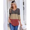 image:imageZeagoo 34 Length Sleeve Womens Tops Casual V Neck Pleated Top Boho Floral Blouses Work ShirtsFloral Multiple Color