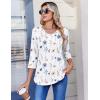image:imageZeagoo 34 Length Sleeve Womens Tops Casual V Neck Pleated Top Boho Floral Blouses Work ShirtsFloral White