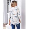 image:imageZeagoo 34 Length Sleeve Womens Tops Casual V Neck Pleated Top Boho Floral Blouses Work ShirtsFloral White