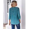 image:imageZeagoo 34 Length Sleeve Womens Tops Casual V Neck Pleated Top Boho Floral Blouses Work ShirtsLeaf Green