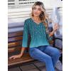 image:imageZeagoo 34 Length Sleeve Womens Tops Casual V Neck Pleated Top Boho Floral Blouses Work ShirtsLeaf Green