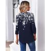 image:imageZeagoo 34 Length Sleeve Womens Tops Casual V Neck Pleated Top Boho Floral Blouses Work ShirtsLeaf Navy