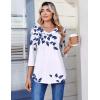 image:imageZeagoo 34 Length Sleeve Womens Tops Casual V Neck Pleated Top Boho Floral Blouses Work ShirtsLeaf White