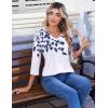 image:imageZeagoo 34 Length Sleeve Womens Tops Casual V Neck Pleated Top Boho Floral Blouses Work ShirtsLeaf White