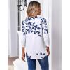 image:imageZeagoo 34 Length Sleeve Womens Tops Casual V Neck Pleated Top Boho Floral Blouses Work ShirtsLeaf White