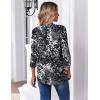 image:imageZeagoo 34 Length Sleeve Womens Tops Casual V Neck Pleated Top Boho Floral Blouses Work ShirtsMulticolor 273