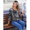 image:imageZeagoo 34 Length Sleeve Womens Tops Casual V Neck Pleated Top Boho Floral Blouses Work ShirtsMulticolor 273