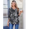 image:imageZeagoo 34 Length Sleeve Womens Tops Casual V Neck Pleated Top Boho Floral Blouses Work ShirtsMulticolor 273