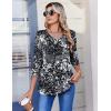 image:imageZeagoo 34 Length Sleeve Womens Tops Casual V Neck Pleated Top Boho Floral Blouses Work ShirtsMulticolor 273