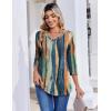 image:imageZeagoo 34 Length Sleeve Womens Tops Casual V Neck Pleated Top Boho Floral Blouses Work ShirtsMulticolor 289