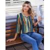 image:imageZeagoo 34 Length Sleeve Womens Tops Casual V Neck Pleated Top Boho Floral Blouses Work ShirtsMulticolor 289