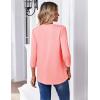 image:imageZeagoo 34 Length Sleeve Womens Tops Casual V Neck Pleated Top Boho Floral Blouses Work ShirtsPink