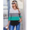 image:imageZeagoo 34 Length Sleeve Womens Tops Casual V Neck Pleated Top Boho Floral Blouses Work ShirtsStriped 595