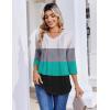 image:imageZeagoo 34 Length Sleeve Womens Tops Casual V Neck Pleated Top Boho Floral Blouses Work ShirtsStriped 595