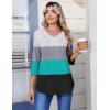 image:imageZeagoo 34 Length Sleeve Womens Tops Casual V Neck Pleated Top Boho Floral Blouses Work ShirtsStriped 595