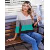 image:imageZeagoo 34 Length Sleeve Womens Tops Casual V Neck Pleated Top Boho Floral Blouses Work ShirtsStriped 595
