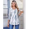 image:imageZeagoo 34 Length Sleeve Womens Tops Casual V Neck Pleated Top Boho Floral Blouses Work ShirtsWhite Blue