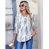 image:imageZeagoo 34 Length Sleeve Womens Tops Casual V Neck Pleated Top Boho Floral Blouses Work ShirtsWhite Blue