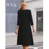 image:imageZeagoo 34 Sleeve Womens Dress Casual Midi Tshirt Dresses with Pockets Empire Waist Summer SemiFormal Boho Beach Sundress01 Solid Black