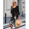 image:imageZeagoo 34 Sleeve Womens Dress Casual Midi Tshirt Dresses with Pockets Empire Waist Summer SemiFormal Boho Beach SundressBlack Floral