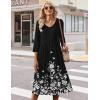 image:imageZeagoo 34 Sleeve Womens Dress Casual Midi Tshirt Dresses with Pockets Empire Waist Summer SemiFormal Boho Beach SundressBlack Floral