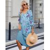 image:imageZeagoo 34 Sleeve Womens Dress Casual Midi Tshirt Dresses with Pockets Empire Waist Summer SemiFormal Boho Beach SundressBlue Floral