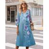 image:imageZeagoo 34 Sleeve Womens Dress Casual Midi Tshirt Dresses with Pockets Empire Waist Summer SemiFormal Boho Beach SundressBlue Floral